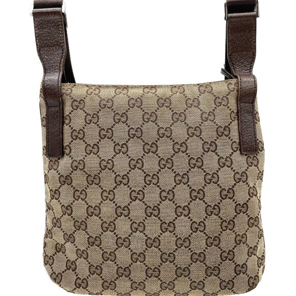 Authentic Gucci Monogram Flat Canvas/Leather Crossbody Messenger Bag - Picture 6 of 17